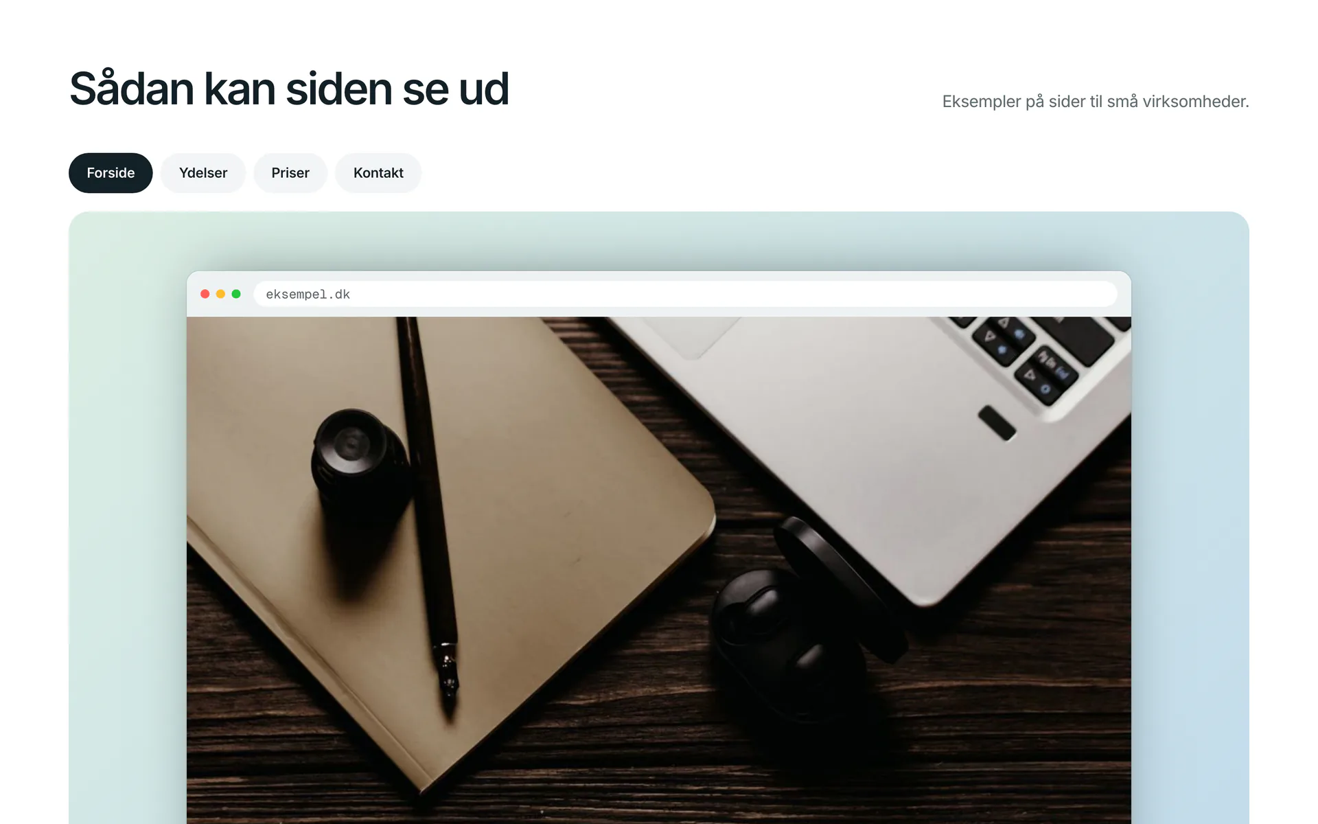 Galleri i designet Fjordtele: Sådan kan siden se ud